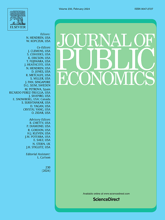 Go to journal home page - Journal of Public Economics